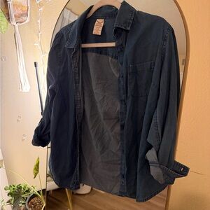 Faded Glory Dark Blue Casual Button Down Shirt